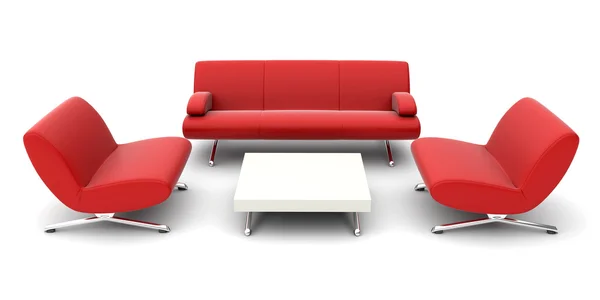 Conjunto de muebles rojos aislados — Foto de Stock
