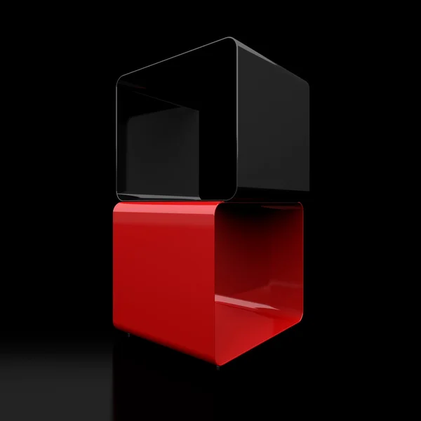 Два куба на черном фоне — стоковое фото