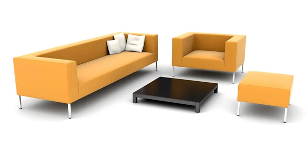 Изолированный набор оранжевой мебели — стоковое фото