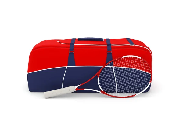 Теннисная сумка и ракетка — стоковое фото