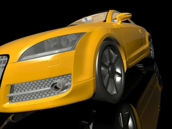 3D sarı araba modeli — Stok fotoğraf