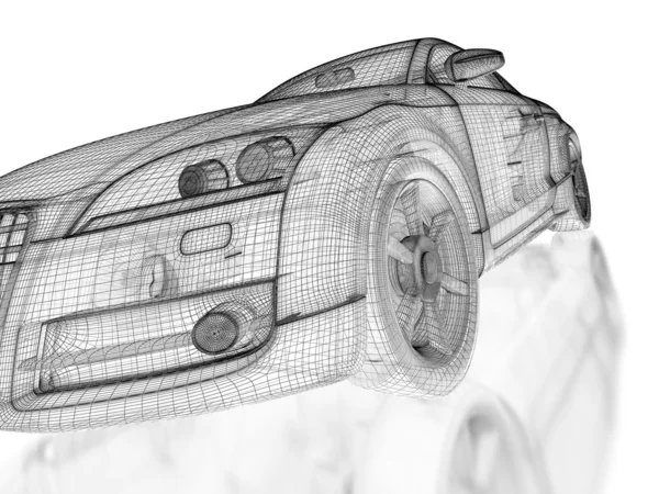 3D bilmodell på en vit bakgrund — Stockfoto