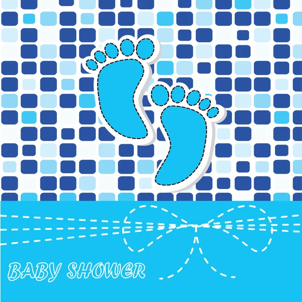 Cute baby arrival card with footprint. Vector illustration — Stock Vector