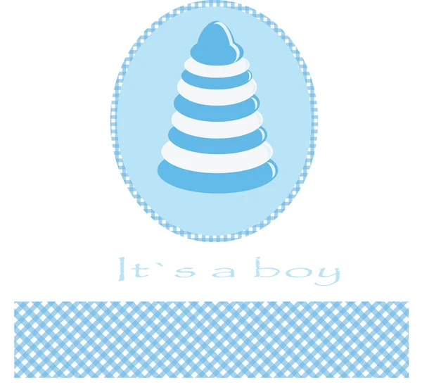 Cute baby boy shower with toy pyramid. vector illustration — Stock Vector