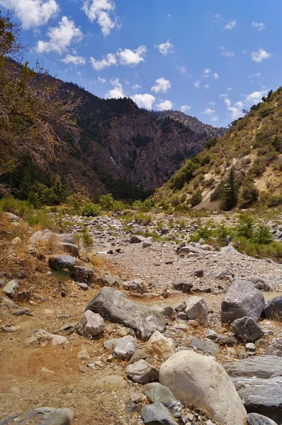 stock image Mountains creekbed, sky and clouds at Big Rock Canyon, southern California