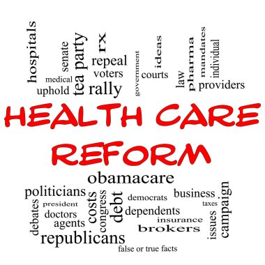 Health Care Reform Word Cloud Concept in Red Caps clipart