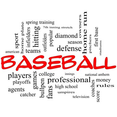 Baseball Word Cloud Concept in Red Caps clipart