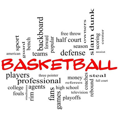 Basketball Word Cloud Concept in red caps clipart