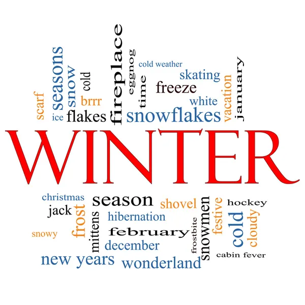 Winter woord wolk concept — Stockfoto