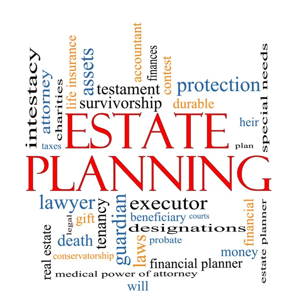 Estate planering word cloud koncept — Stockfoto