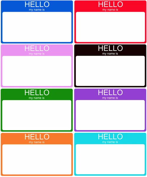 Uppsättning 8 färgglada namntaggar — Stockfoto