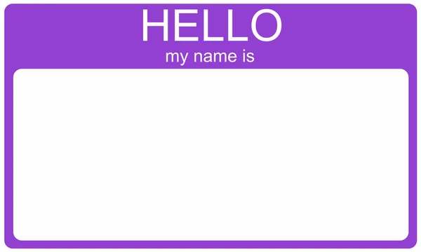 Фиолетовый Hello именные бэджи — стоковое фото