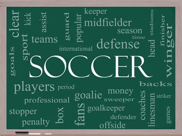 Concetto Soccer Word Cloud su una lavagna — Foto Stock