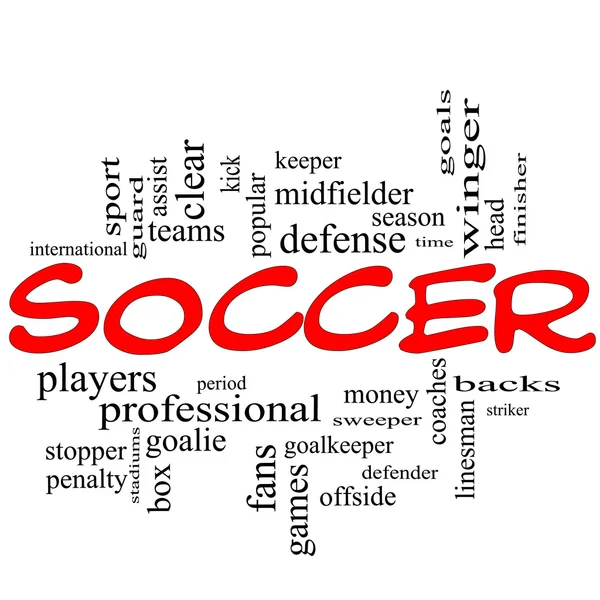 Concetto Soccer Word Cloud in scarabocchi rossi — Foto Stock