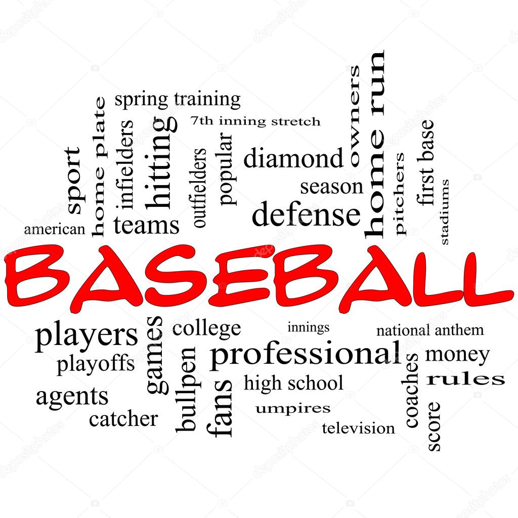 Baseball Word Cloud Concept in Red Caps