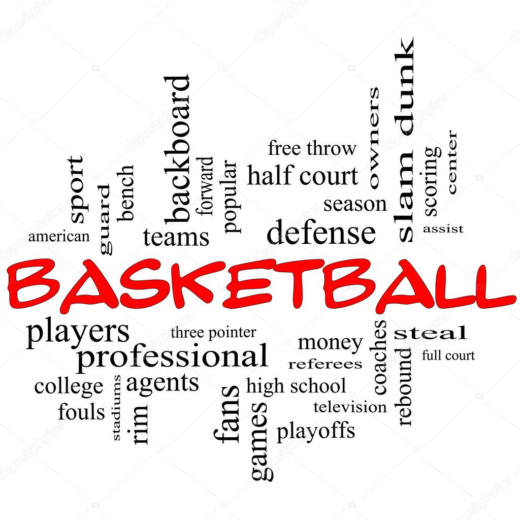 Basketball Word Cloud Concept in red caps