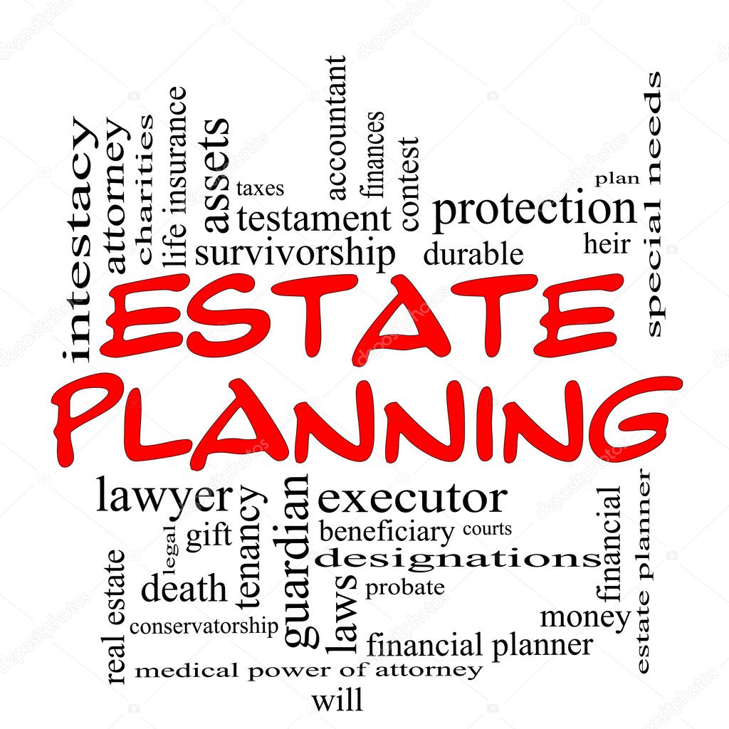 Estate Planning Word Cloud Concept in Red Caps