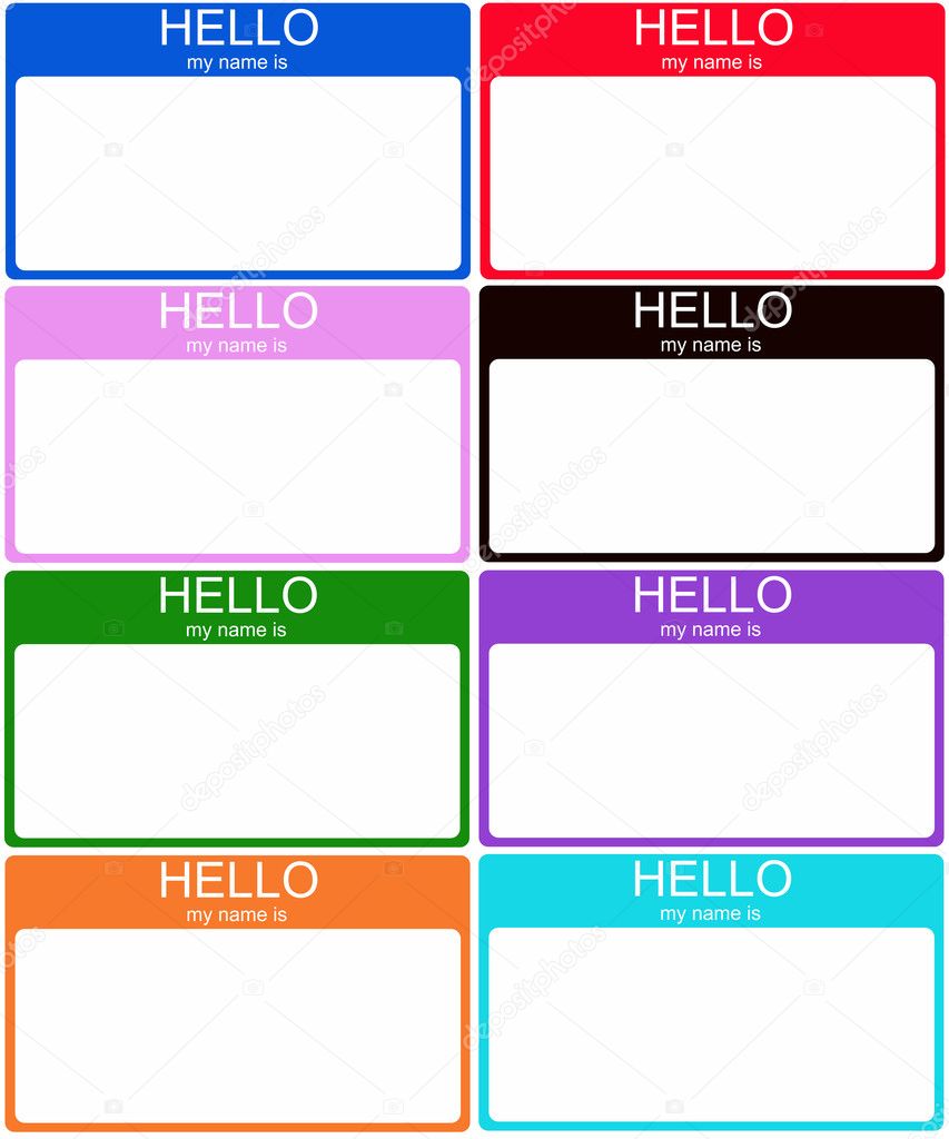 Set of 8 Colorful Name Tags