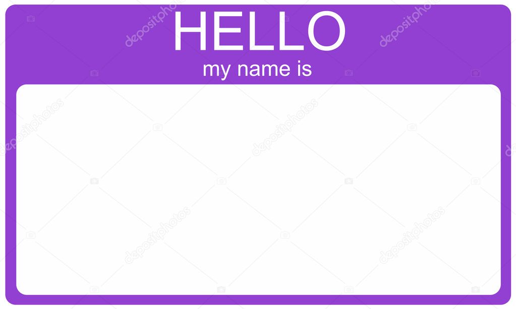 Purple Hello Nametag