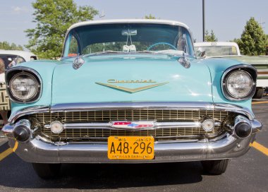 Powder Blue & White 1957 Chevy Bel Air Front View clipart