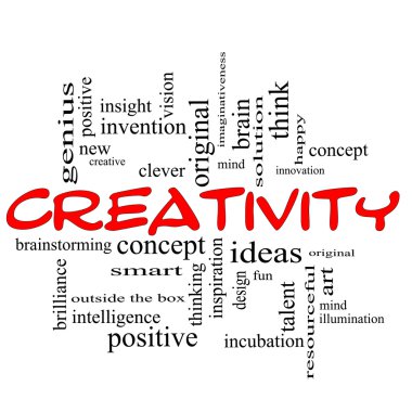 Creativity Word Cloud Concept Red Black clipart