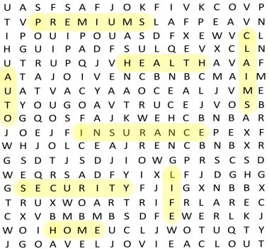 Insurance terms Word Search clipart