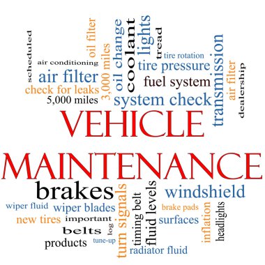 Vehicle Maintenance Word Cloud Concept clipart