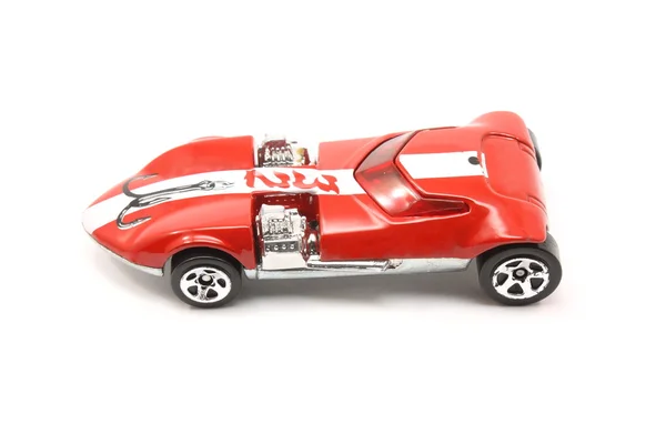 줄무늬와 빨간색 장난감 경주용 자동차. — 스톡 사진