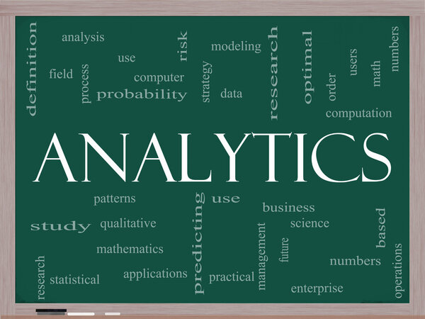 Аналитика Word Cloud Concept on a Blackboard
