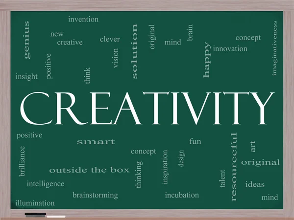 Kreativitás szó felhő fogalmát a táblára — Stock Fotó