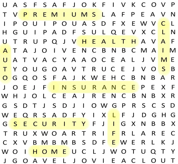 Insurance terms Word Search — Stock Photo, Image