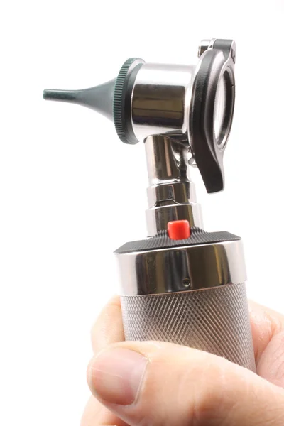 Otoscope held in a hand — Stock Photo, Image