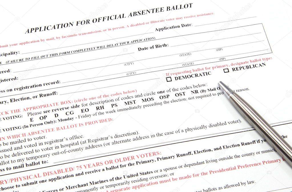 Application for Absentee Voting Ballot with a Pen