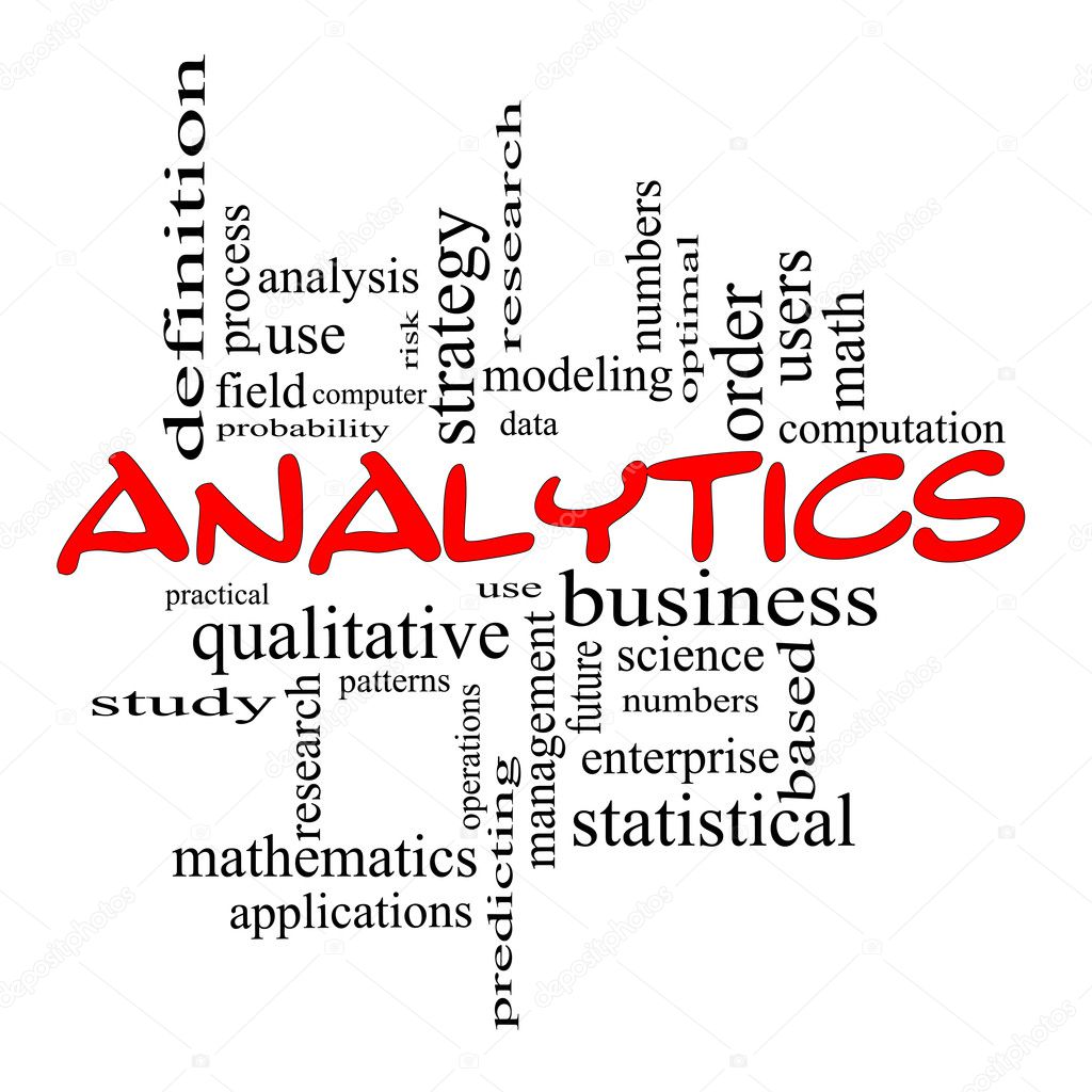 Analytics Word Cloud Concept in Red scribbles