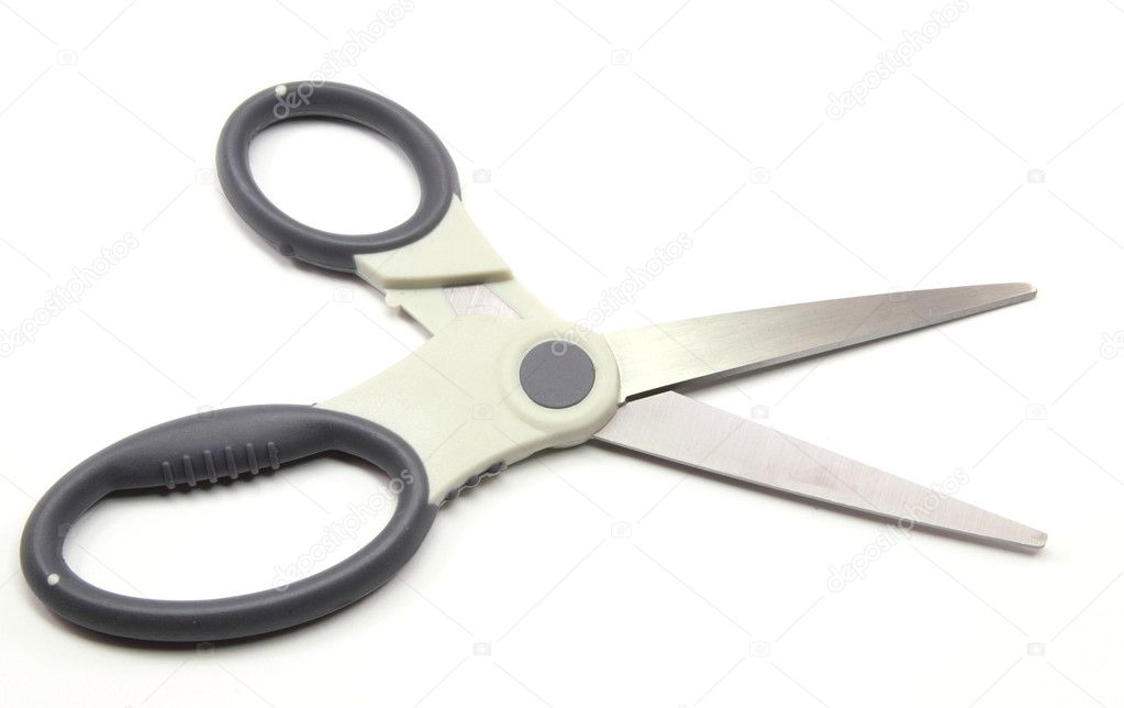 Silver scissors with black handles