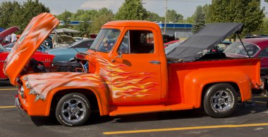 1955 Ford F-100 Orange Cat clipart