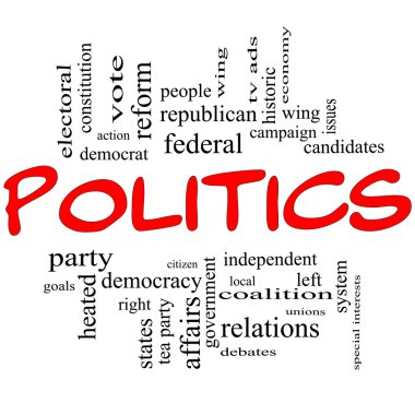 Politics Word Cloud Concept in Red Letters clipart