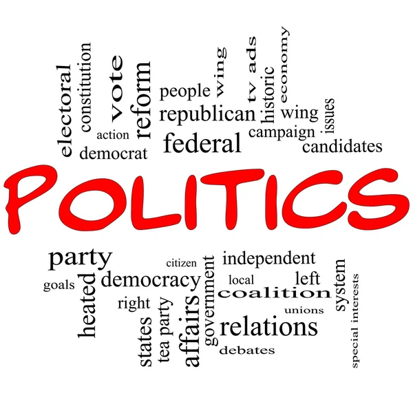 Politik Wort Wolke Konzept in roten Buchstaben — Stockfoto