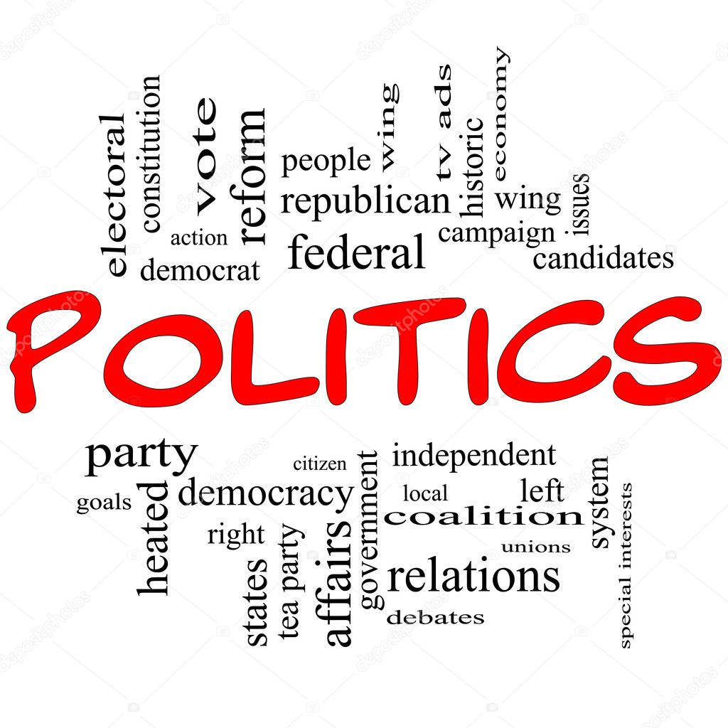 Politics Word Cloud Concept in Red Letters