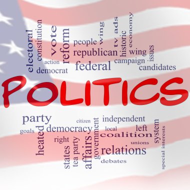 Politics Word Cloud Concept US Flag clipart