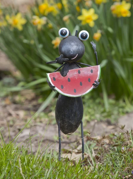 Hormiga comiendo sandía Estatua de jardín —  Fotos de Stock