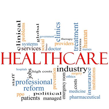 Healthcare word cloud concept clipart