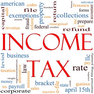 Income Tax Word Cloud concept clipart