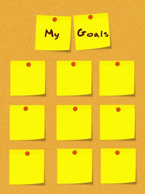 My Goals Yellow Sticky Notes on Bulletin Board clipart