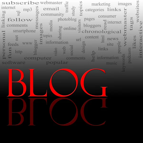 Blog Word Cloud Red and Black — Stock Photo, Image