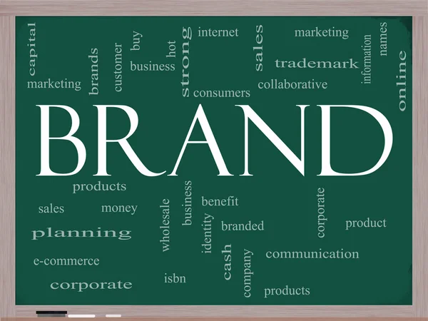 Brand Word Cloud Concept on a Chalkboard — Stock Photo, Image