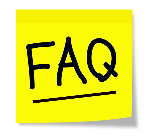 Często zadawane pytania na żółtą karteczkę — Zdjęcie stockowe