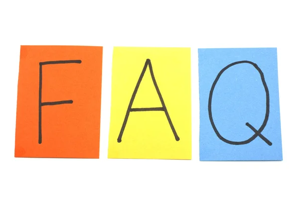 FAQ på fargepapir – stockfoto