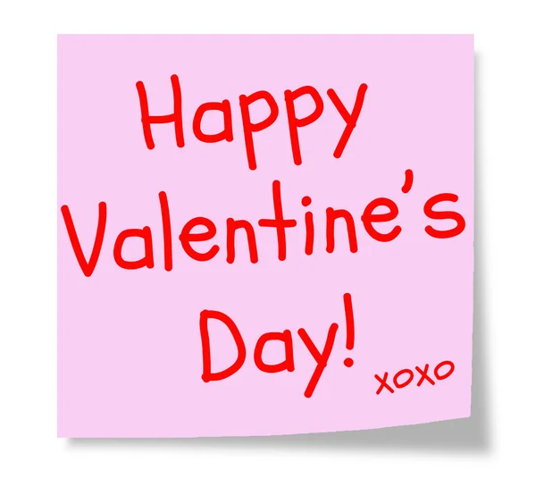 Happy Valentine's Day Pink Sticky Note — Stock Photo, Image