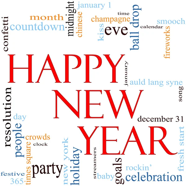 Happy New Year Word Cloud Concept — Stock Photo, Image